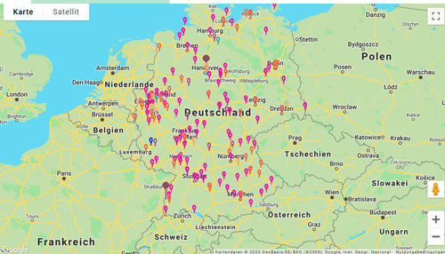 Beispielhaft Deutschlandkarte mit Standorten